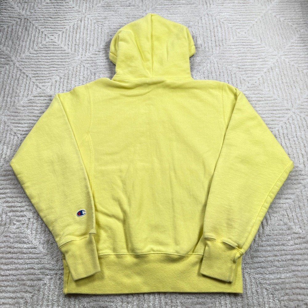 Champion Hoodie Men's S Reverse Weave Yellow Retro Graphic Sporty Street Wear - Picture 2 of 16